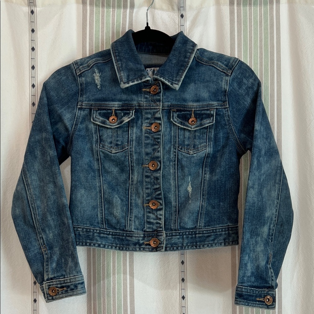 Girls Denim Jacket with Button Details